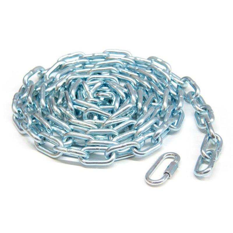 KingChain 698351 0.22inch x 15 ft. Zinc-Plated Proof Tested Coil Chain with 0.22-inch Quick Link, 800 lb. Safe Working Load, Grade 30, General Purpose Chain